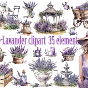 Imágenes Prediseñadas de lavanda, imágenes prediseñadas de lavanda acuarela, boda floral PNG, imágenes prediseñadas de Provenza, imágenes prediseñadas de verano, cesta de lavanda, jabón de lavanda Png, Pafume png