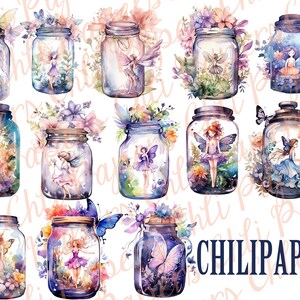 Watercolor Fairy in a Jar Clipart,watercolor Mason Jar,magical ...