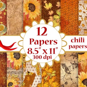 Fall Digital Papers: sunflower PAPER Pack Autumn Paper Pack,planner ...