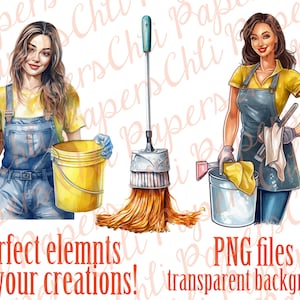 Cleaning girl clipart,Cleaning Lady Png,Maid Service,Housekeeping Clipart,Household Chores,Cleaning supplies Png,Vacuum clipart,Chores png image 3