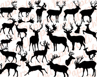 Deer silhouettes svg: "DEER SVG" Silhouettes Svg,Deer cut files,Animals Silhouettes,Deer vector,Silhouettes cut files,Deer Dxf,Cricut
