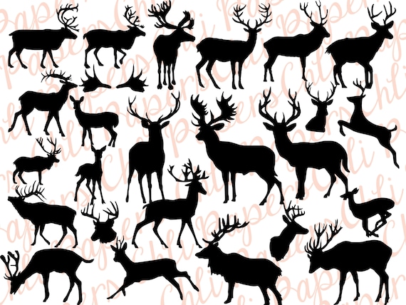 Deer silhouettes svg: "DEER SVG" Silhouettes Svg,Deer cut files,Animals Silhouettes,Deer vector,Silhouettes cut files,Deer Dxf,Cricut