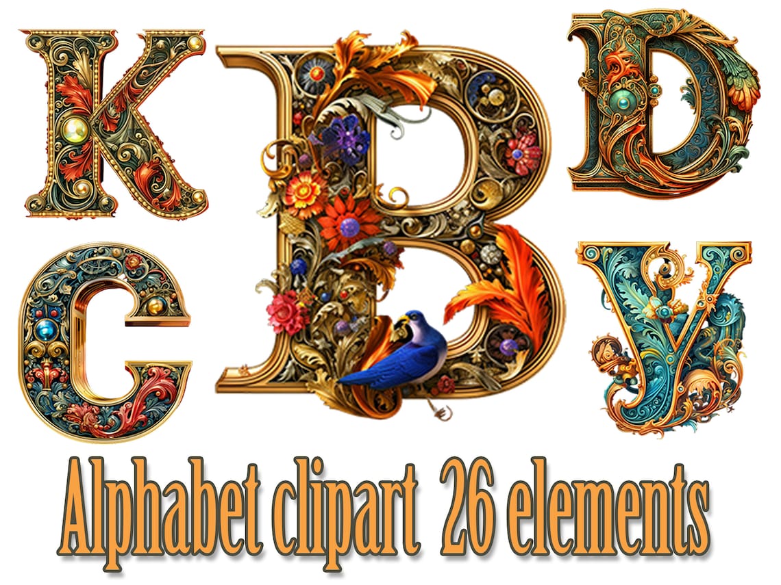 Monogram Medieval Lettering Medieval Alphabet Clipart,illuminated Letters Png,floral Lettering ...