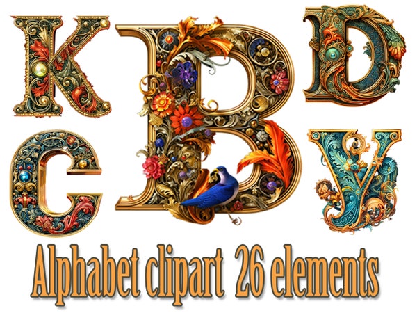 Lapis Blue Alphabet Transparent PNG SVG Download Illuminated Manuscript ...