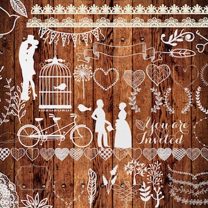 Chalkboard wedding clipart: &quot;WEDDING CLIP ART&quot; shabby chic wedding wedding invitation vintage clipart chalkboard clip art wedding elements