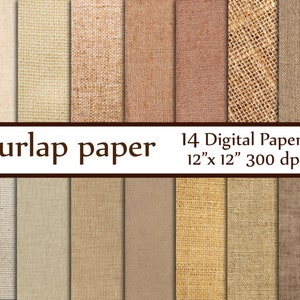 Burlap digital paper: &quot;BURLAP PAPER&quot; Craft paper Linen texture paper Fabric Digital Paper Natural Burlap Jute texture rustic scrapbooking