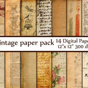 Papeles antiguos de Digital: Papel Decoupage de "papel VINTAGE" articles papeles Vintage Francia papeles Diccionario páginas Vintage mano Letras