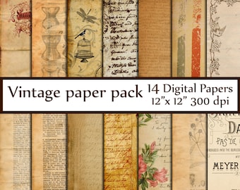 Antique Digital Papers: "VINTAGE PAPER" Ephemera Papers Vintage France paper Decoupage papers Dictionary Pages  Vintage Handwritten Letters