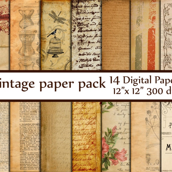 Antique Digital Papers: "VINTAGE PAPER" Ephemera Papers Vintage France paper Decoupage papers Dictionary Pages  Vintage Handwritten Letters