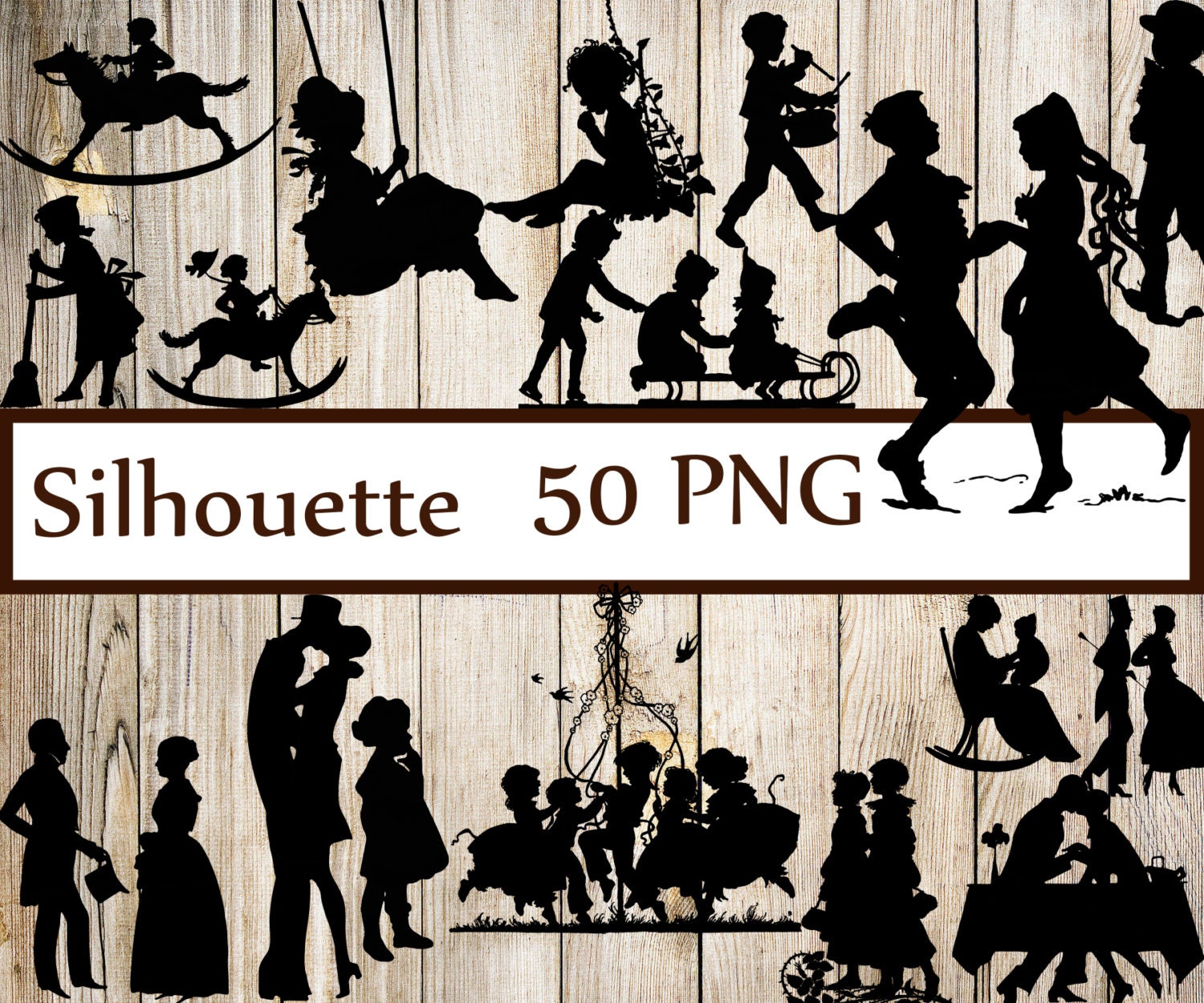 Vintage Silhouettes Clipart: "silhouettes CLIP Art" Couple Silhouettes ...