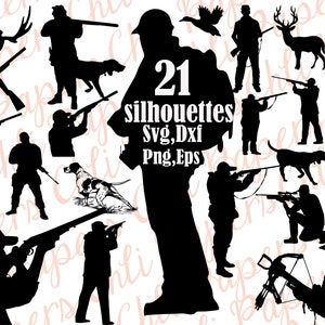 Jagd Silhouetten Svg: "Jagd CLIPART" Hunter Svg, Hunter schneiden Dateien, Hunter Vektor, Menschen-Silhouetten, Hunter Dxf-Dateien, Hunter Cricut, Cameo