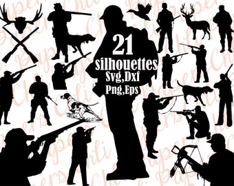 Jagd Silhouetten Svg: "Jagd CLIPART" Hunter Svg, Hunter schneiden Dateien, Hunter Vektor, Menschen-Silhouetten, Hunter Dxf-Dateien, Hunter Cricut, Cameo