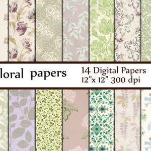 Digital Paper Pack Scrapbook Paper Shabby Roses Vintage Textured Aged 8.5 X  11 Digital Sheet Printable Floral Instant Download 