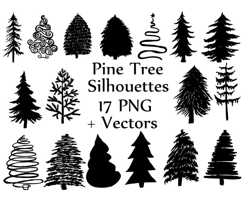 Download Christmas Tree Silhouette clipart: PINE TREES | Etsy