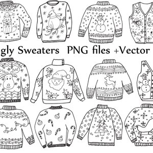 Brutto maglione ClipArt: "Natale CLIPART" Holiday Clipart Doodle clipart brutto maglione ClipArt vettoriale file ClipArt di Natale Jumper Doodle