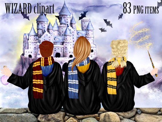 Wizard Clipart,Wizard people,Castle background,Custom clipart,Sublimation Design,Wizard Friends,Magical Clipart,Wizard Mug,Wizard school
