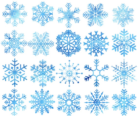 Watercolor Snowflakes Clipart: christmas CLIP Art Blue Snowflake