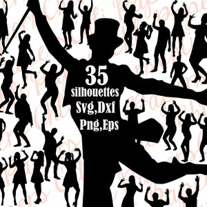 Dancing Silhouettes Svg: &quot;DANCING CLIPART&quot; Dancing People Svg,Dancer Clipart,Dancer cut files,Dancer Silhouettes,Cricut Svg,Dancing cut file