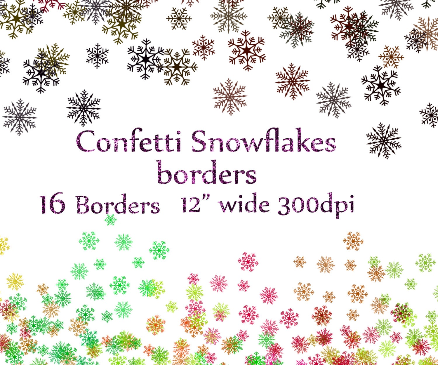 Snowflake confetti border for Xmas card banner - Stock