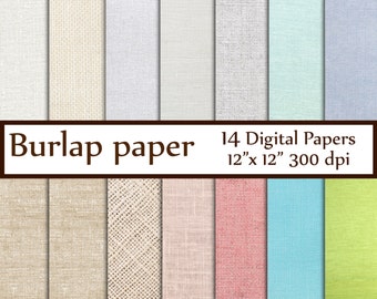 Burlap digital paper: "BURLAP PAPER" Craft paper Linen texture paper Fabric Digital Paper Pastel Burlap Jute texture rustic scrapbooking