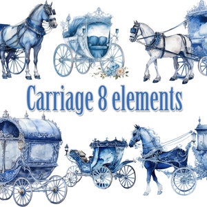 Clipart Carrozza dell'acquerello,Carrozza principessa,Carrozza da fiaba,Clipart vittoriano,Carriage Sublimation,Baby shower art,Inviti di nozze,