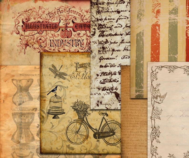 Antique Digital Papers vintage Paper Ephemera Etsy