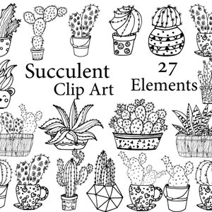 Succulent Clipart: cactus Clipart Doodle Cactus - Etsy