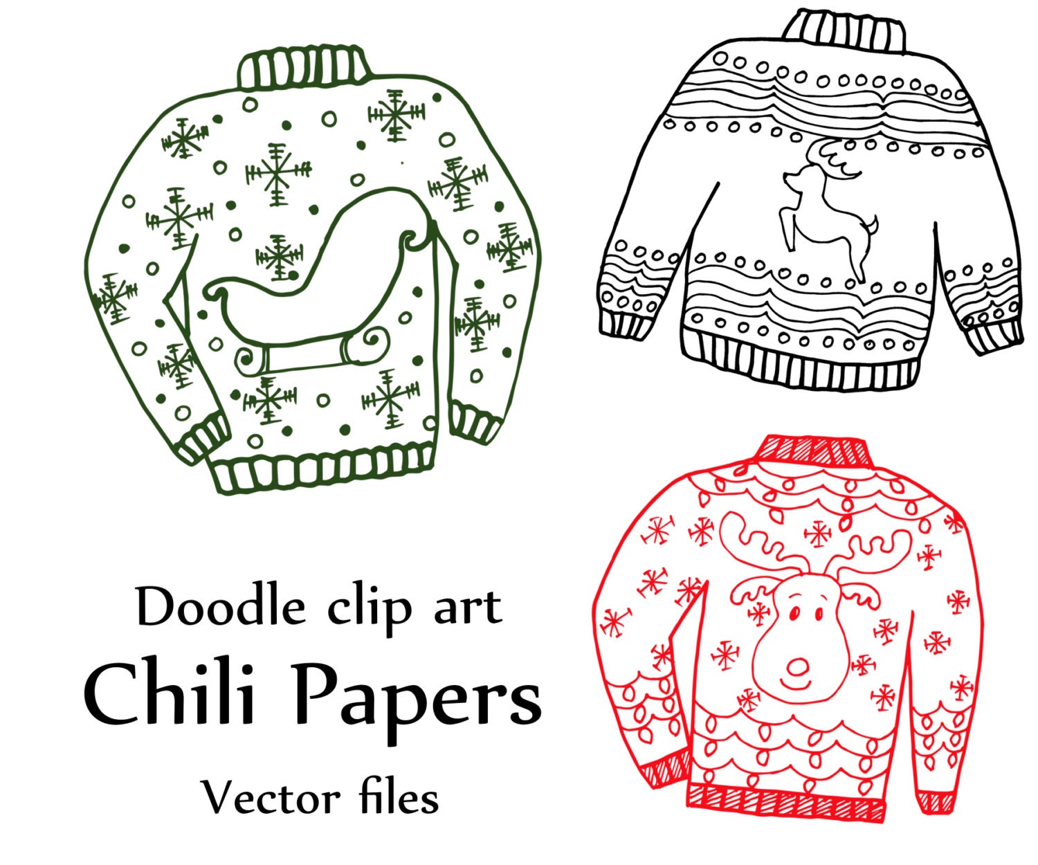 Ugly Sweater ClipArt: CHRISTMAS CLIPART Holiday | Etsy