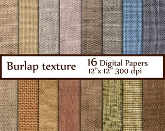 Burlap digital paper: "BURLAP PAPER" linen  jute texture  rustic texture scrapbooking  natural burlap Instant download