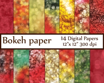 Bokeh digital paper: "CHRISTMAS PAPER" Bokeh background Christmas background Christmas Scrapbook Paper Digital Bokeh Backdrop