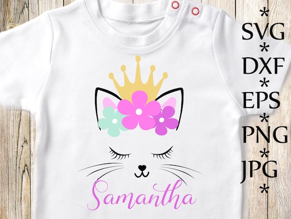 Cat face Svg,Cute Cat Svg,Princess Svg,Crown Svg,T shirt Svg,Cute Kitty Svg,Eyelashes Svg,Flowers Svg,Silhouette Cameo Cut,Cricut cut files
