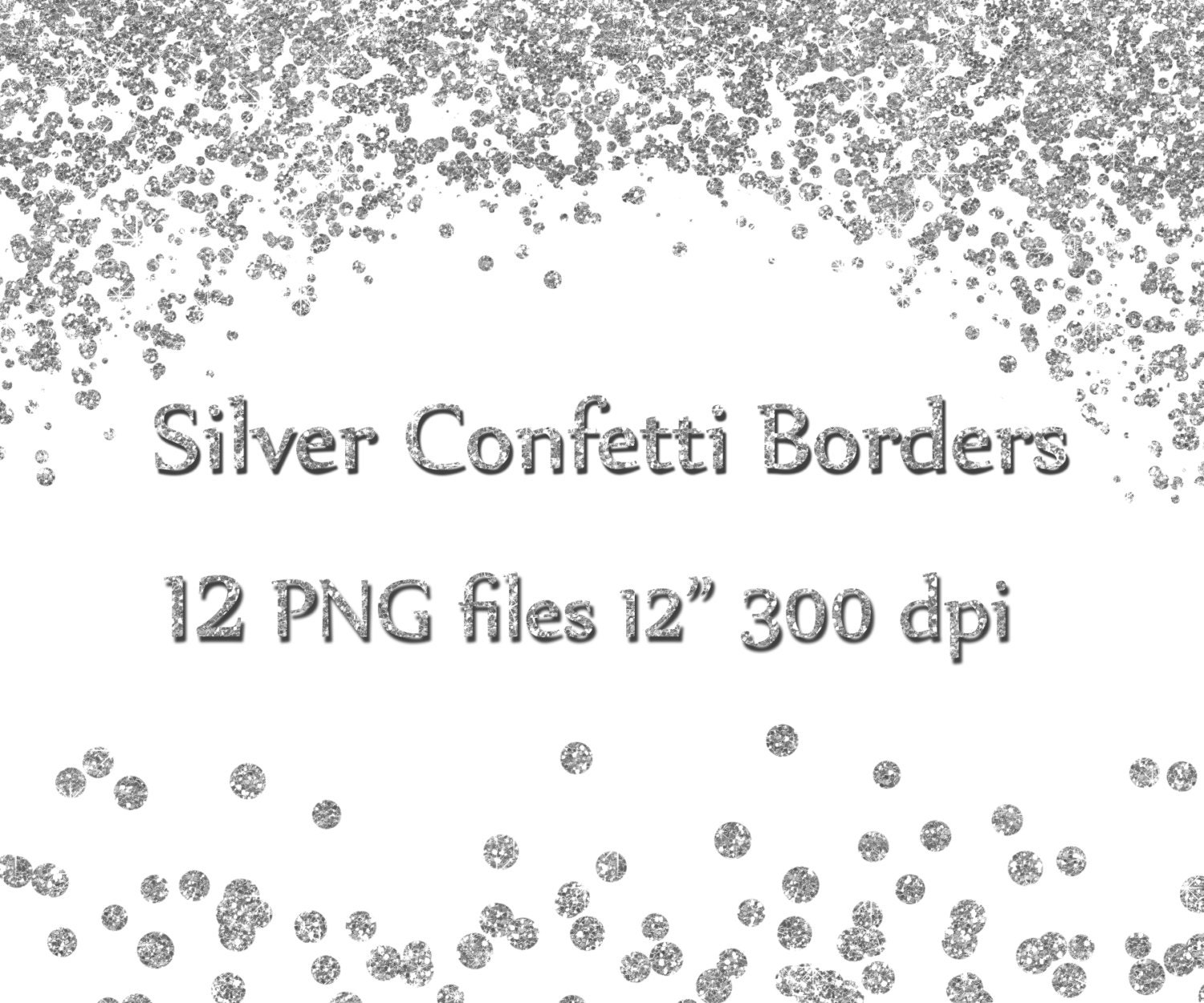 Silver Glitter Ribbon Streamers Confetti Clipart
