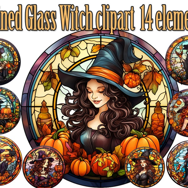 Stained Glass Witch clipart,Halloween Clipart,Stained Glass Clipart,Cute Witch Clipart, Stain glass Png,Witch Sublimation,Cute Witch sticker