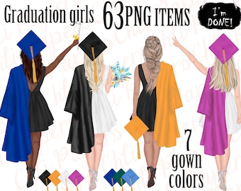 Graduation girls,Graduation Clipart,Graduation students,Graduation gowns,Sublimation Design,Graduation DIY,Mug design,Grad hat,Girls clipart