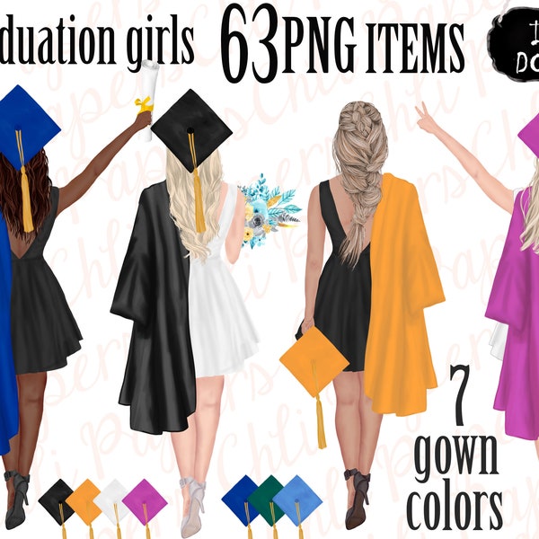 Graduation girls,Graduation Clipart,Graduation students,Graduation gowns,Sublimation Design,Graduation DIY,Mug design,Grad hat,Girls clipart