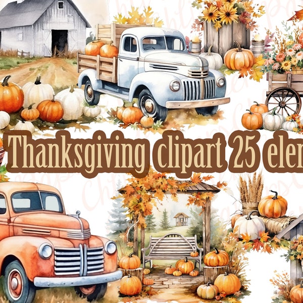 Pumpkin clipart,Pumpkin Truck Png,Autumn Harvest Png,Thanksgiving clipart,Pupkin decor Png,Country Farm,Farmhouse decor,Watercolor Clipart