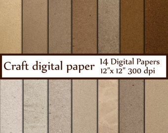 Kraft Digital Paper: "CRAFT PAPERS" scrapbooking craft digital papers natural colors beige brown wedding invites carts  backdrops