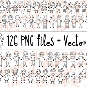 Figura de palillo Clipart: "FIGURE FAMILY CLIPART" Stick People, Figuras de palillo de los niños, Sellos de los niños, Figura de palo familiar, Clipart de la gente del palillo,Digital