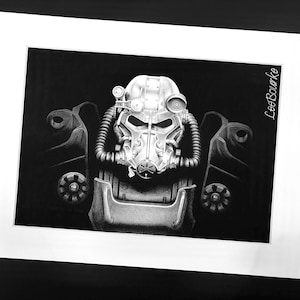 Fallout, T-60 Power Armour, authentic print of original artwork by Lee Bourke