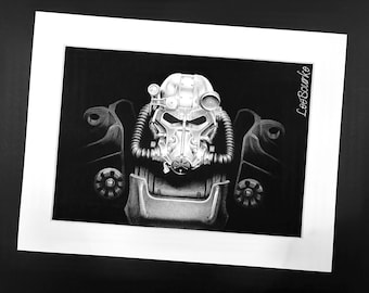 Fallout, T-60 Power Armour, authentic print of original artwork by Lee Bourke