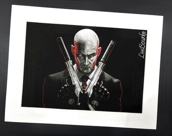 Agent 47 (Hitman), artist print of original artwork by Lee Bourke