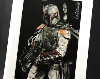 Boba Fett, artist print of original artwork by Lee Bourke