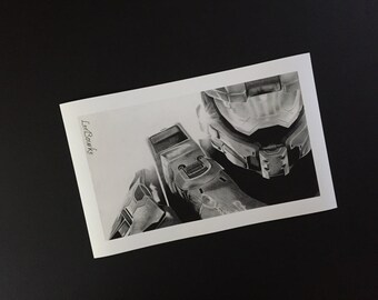 Halo, Master chief (facing forward), authentic print of original artwork by Lee Bourke