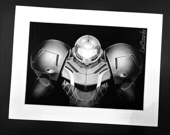 Samus Aran (Metroid), artist print of original artwork by Lee Bourke