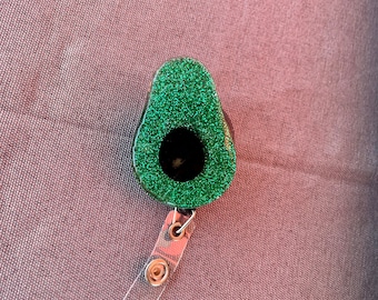 Carrete de insignia de aguacate brillante, soporte de insignia de aguacate, soporte de insignia de comida, carrete de insignia colorido, carrete de insignia lindo