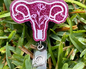 Carrete de placa de útero con purpurina, soporte de placa OBGYN, soporte de placa de médico, regalo de enfermera, carrete de placa lindo, carrete de placa de cuerpo, hospital, idea de regalo