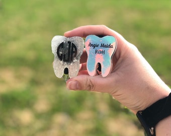 Titular de placa de diente personalizado, titular de placa de dentista, titular de placa con monograma, regalo de higienista dental, idea de regalo, regalo para ella