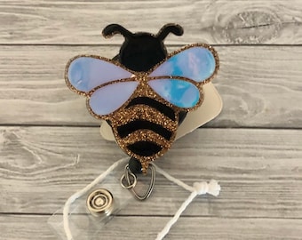 Carrete de insignia de abeja brillante, soporte de insignia de abeja, soporte de insignia de animal, amante de los animales, carrete de insignia lindo