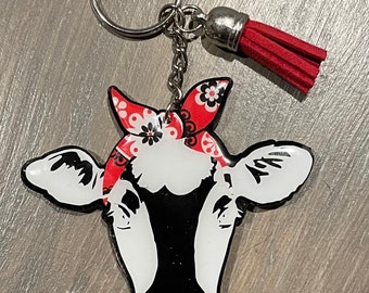 Llavero Cow Glitter, lindo llavero, llavero, llavero granjero, regalo para ella, regalo de cumpleaños, regalo personalizado, agricultura