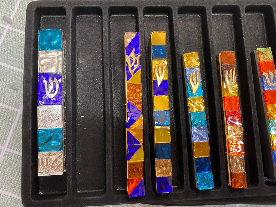 Mosaic mezuzahs modern mezuzah with case mezuzah with Etsy